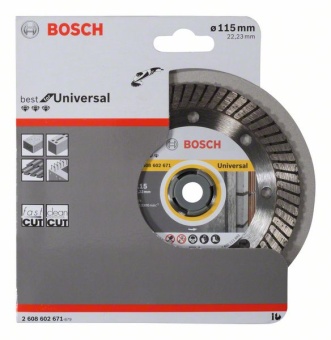 Алмазный отрезной круг Best for Universal Turbo 115 x 22,23 x 2,2 x 12 mm 2608602671